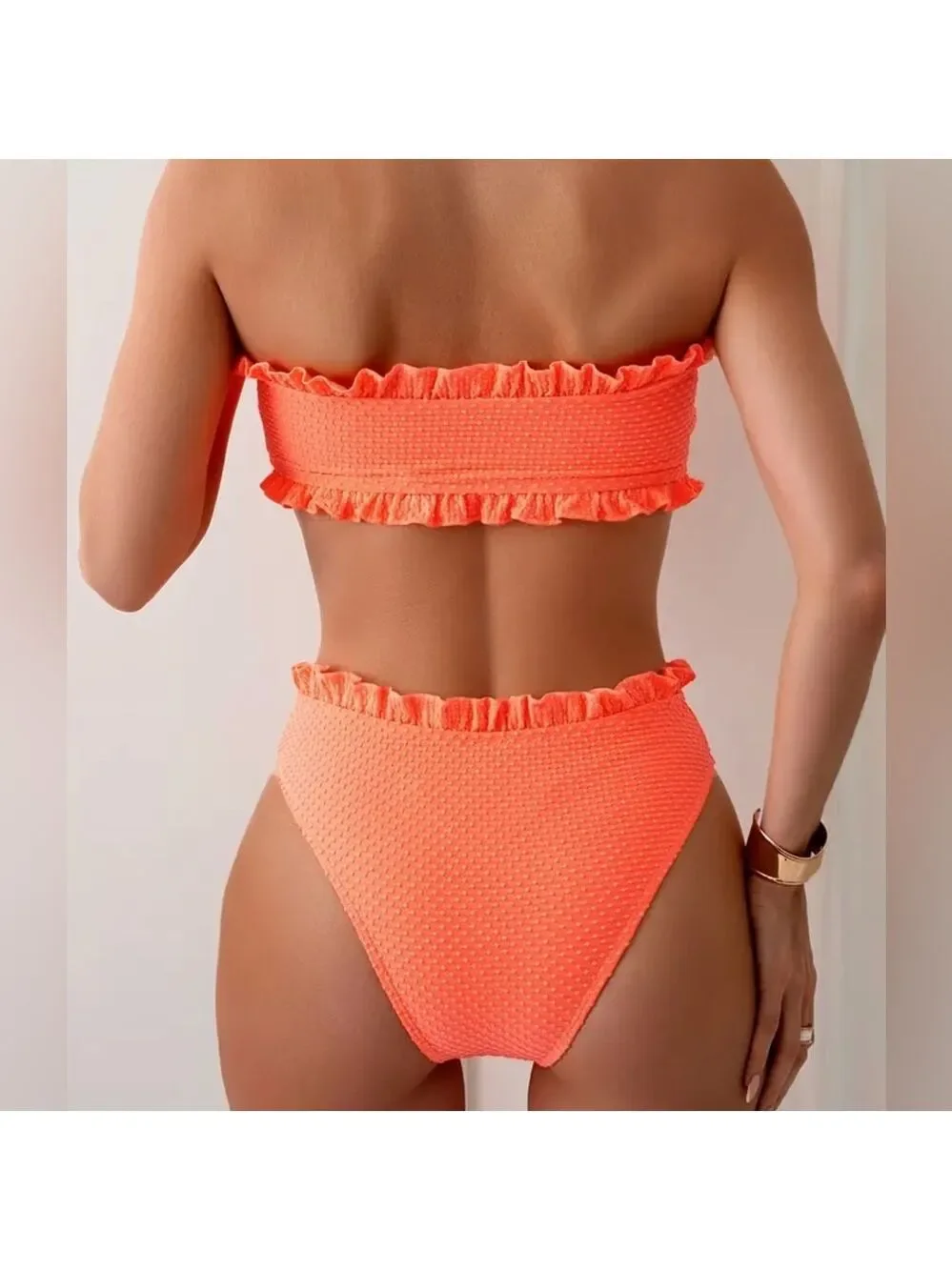 Orange Tie Front Bandeau High Waist
Bikini Set - Picture 2 of 6
